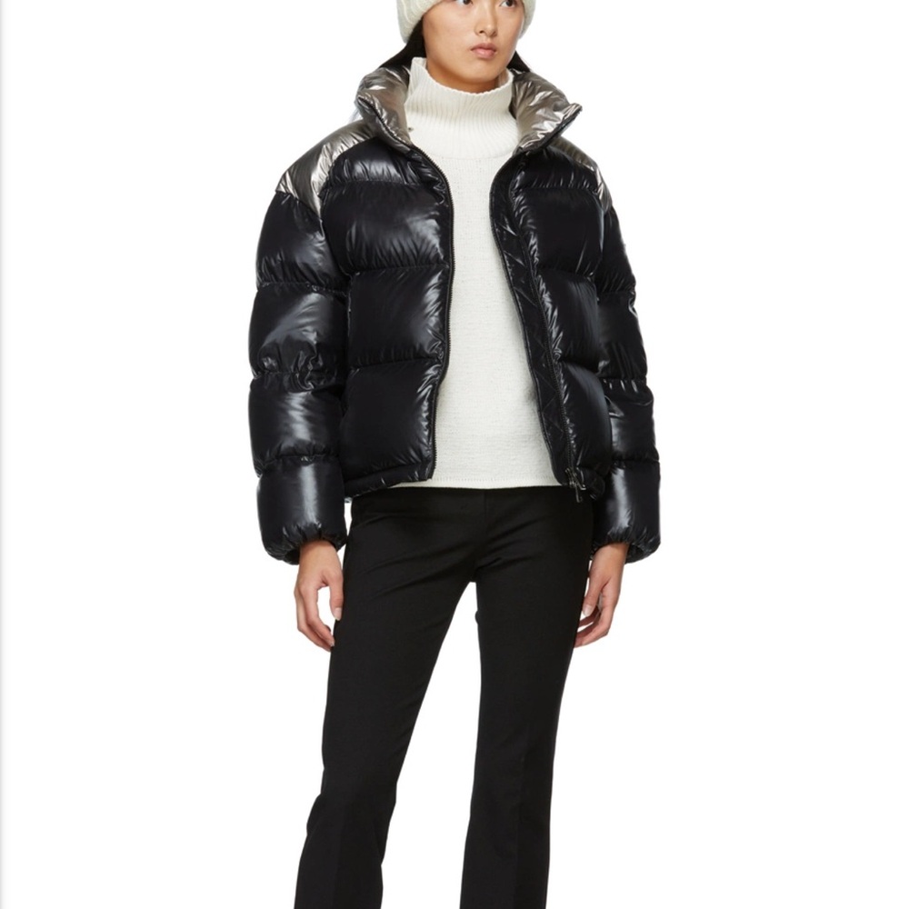 Moncler Cuscute Two-Tone Black and Silver Puffer Coat - Picture 5 of 9